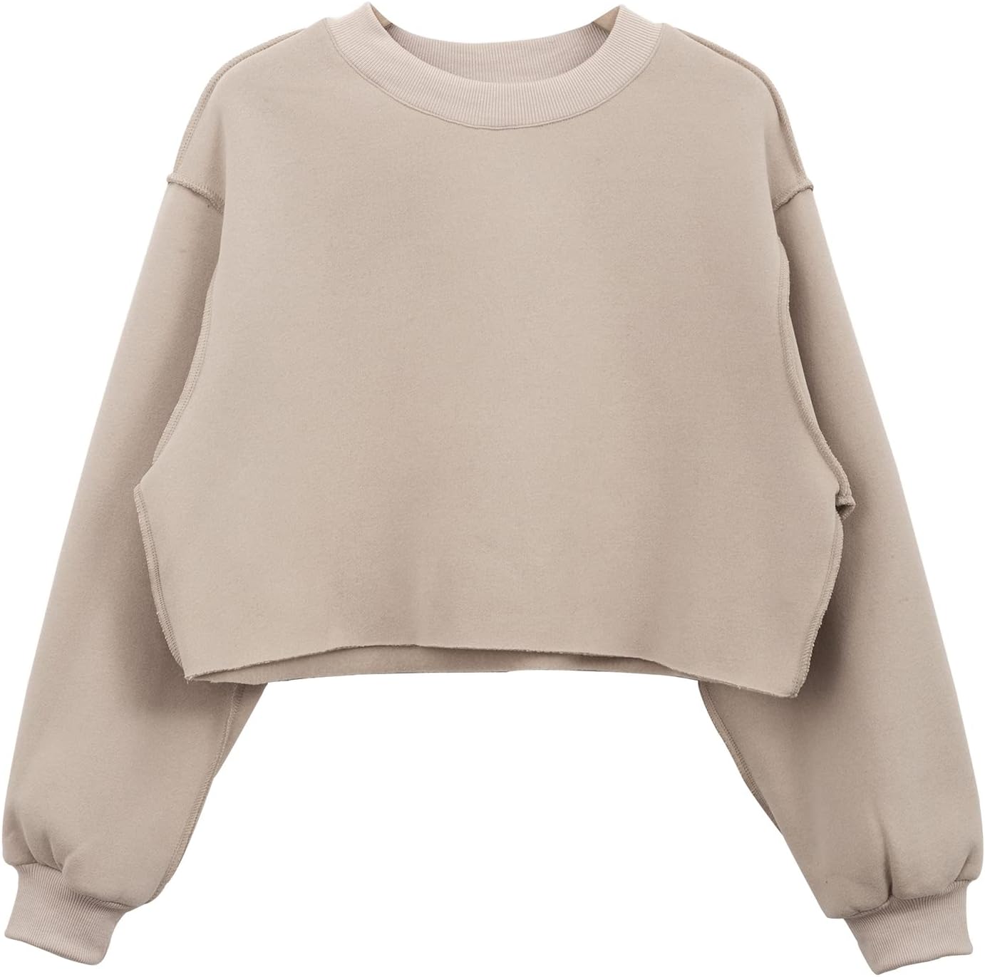 Women's Fleece Raw-cut Cropped Sweatshirt