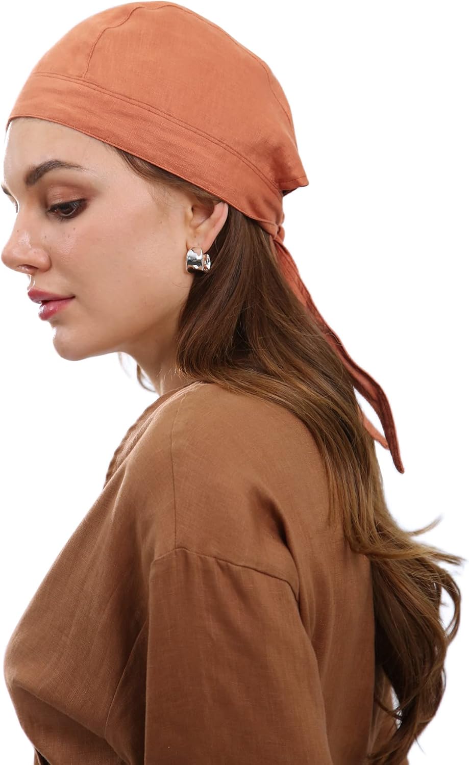 Women's 100% Linen Bandana Skull Cap Beanie Hats