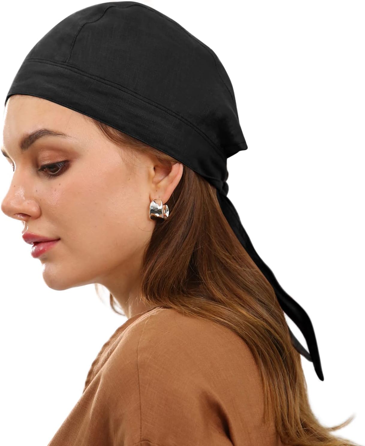 Women's 100% Linen Bandana Skull Cap Beanie Hats
