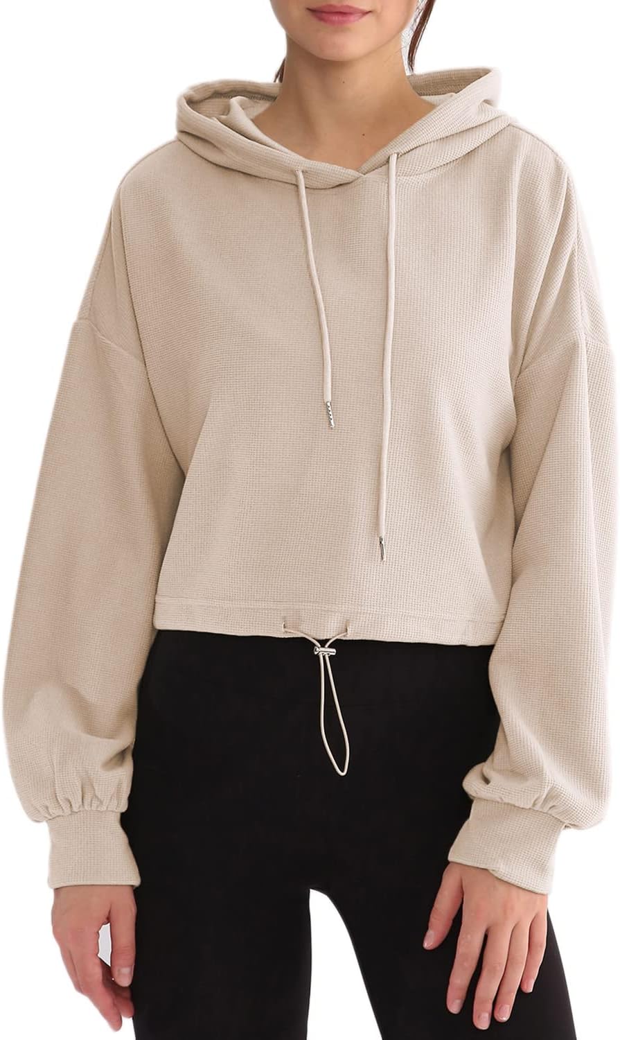 Women’s Waffle Knit Cropped Hoodie