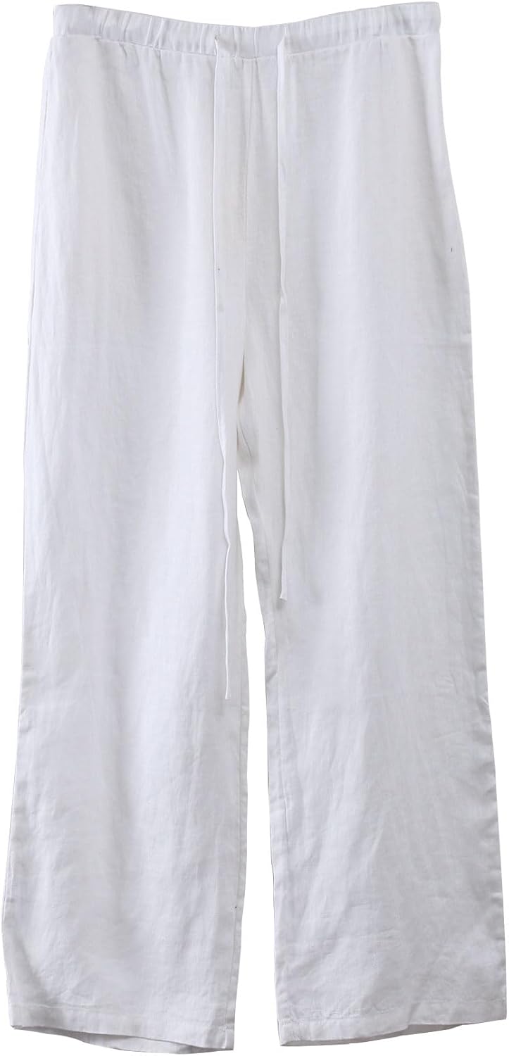 Men's 100% Linen Elastic Drawstring Pants