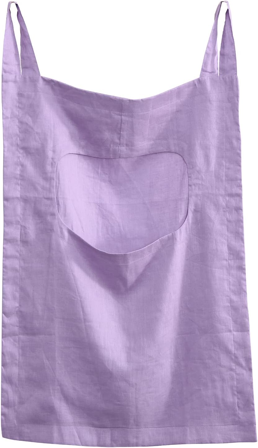 100% Linen Door Hanging Laundry Hamper Bag, 19x27 Inches (Linen)