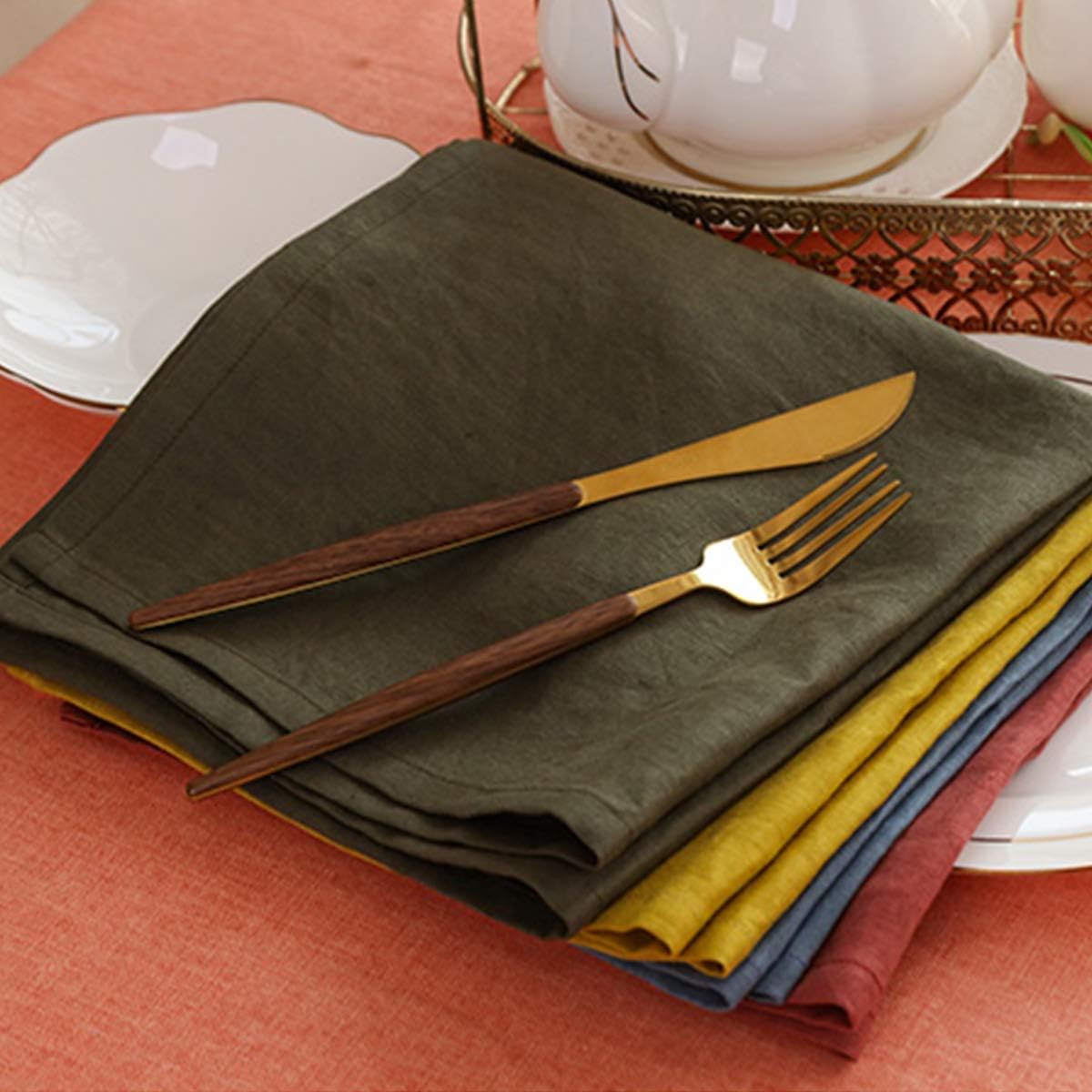 100% Linen Dinner Napkins , Set of 4, 17x17inch