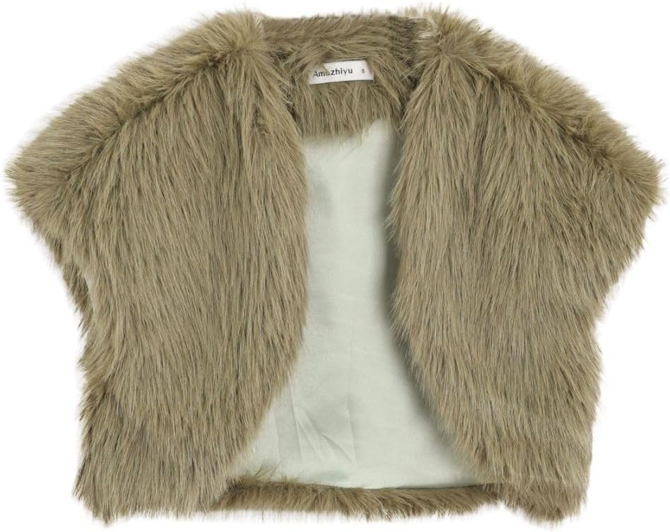 Women's Faux Fur Cap Sleeve Bolero Shrug