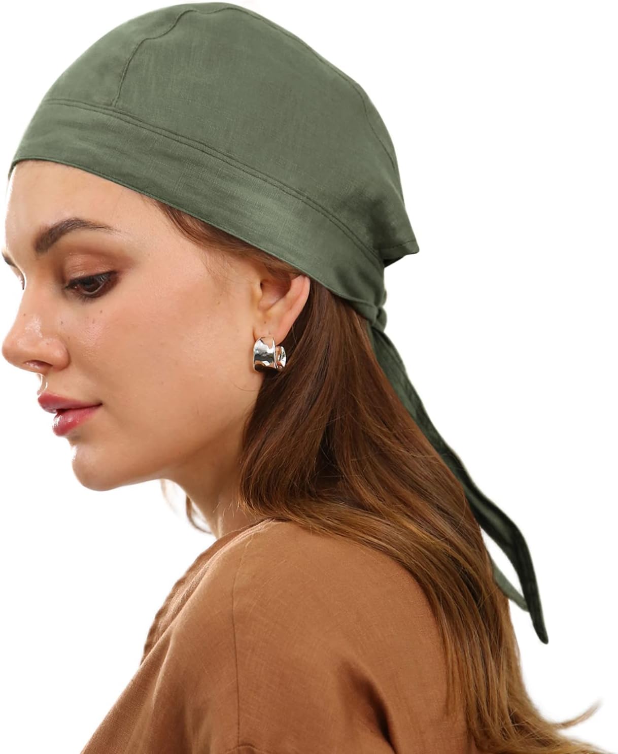 Women's 100% Linen Bandana Skull Cap Beanie Hats