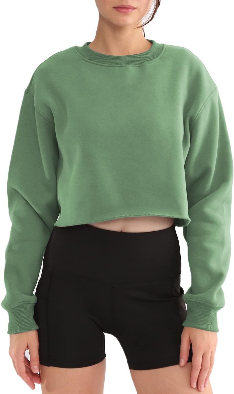 Women' s Fleece Pullover Cropped Sweatshirt