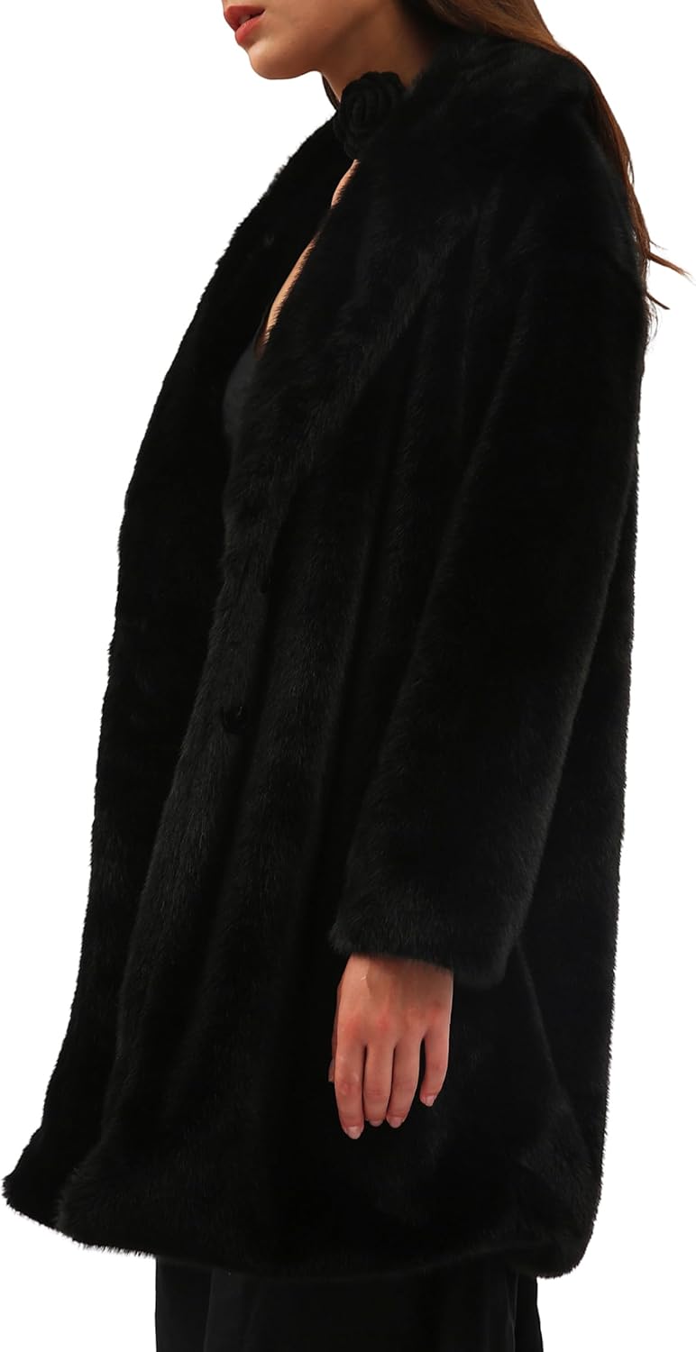 Women's Faux Fur Longline Long Duster Coat