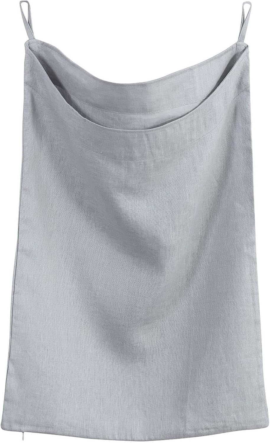 100% Linen Over The Door Laundry Hanging Hamper Bag with Bottom Zipper
