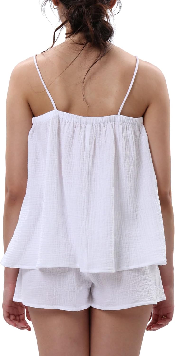 Women's Cotton Gauze Summer 2 Piece Outfits Lounge Pajama Set