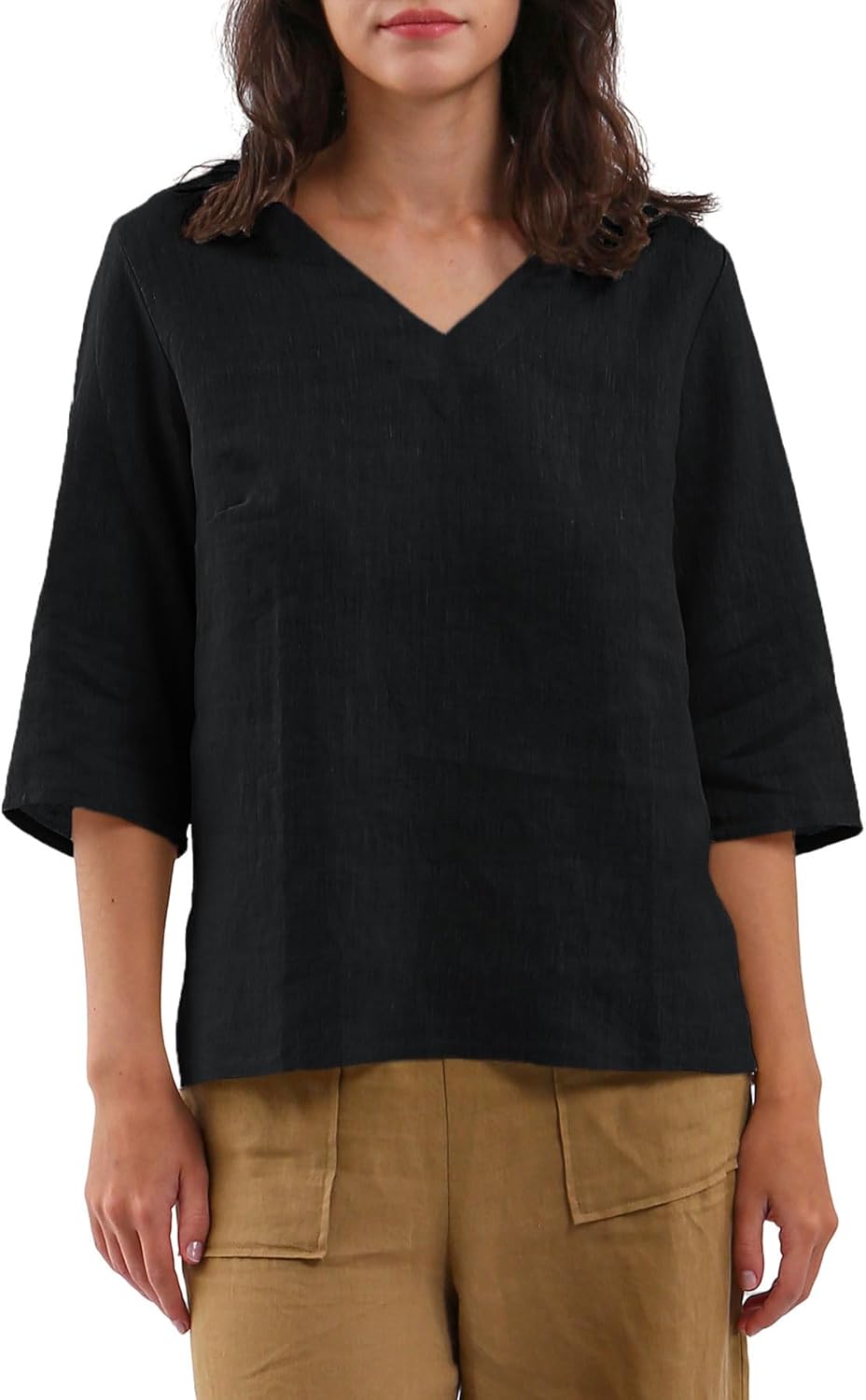 Women's 100% Linen 3/4 Sleeve Blouse