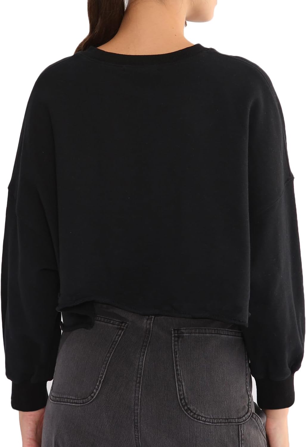 Women’s Pullover Letter Printed Oversized Cropped Sweatshirt