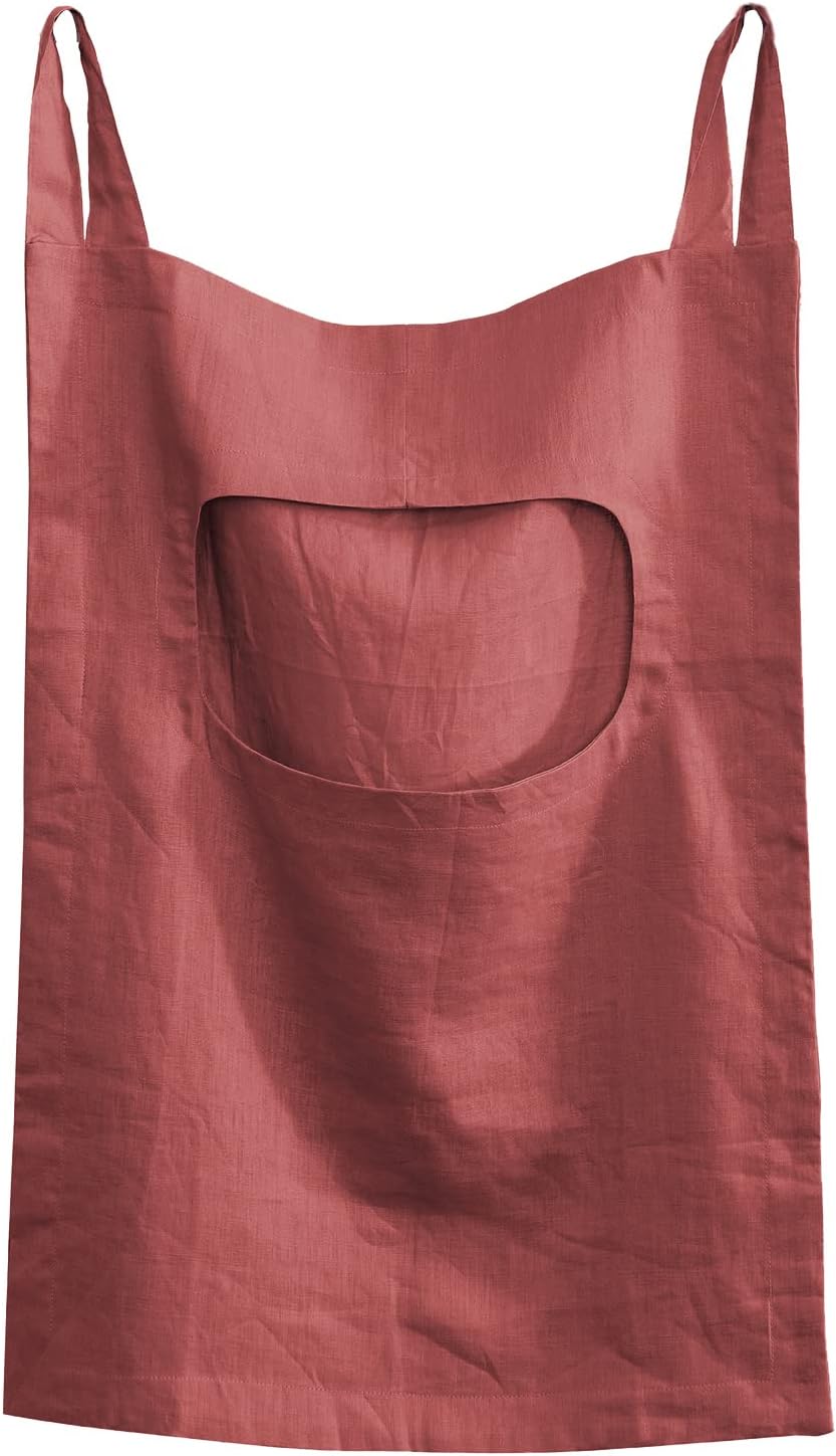 100% Linen Door Hanging Laundry Hamper Bag, 19x27 Inches (Linen)