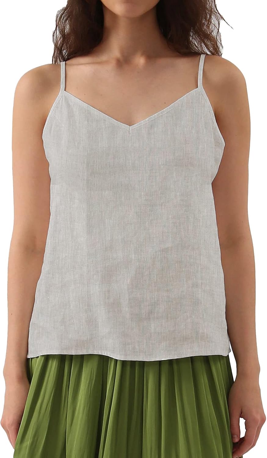 Women's 100% Linen Camisole Tank Top Adjustable Strap Tops