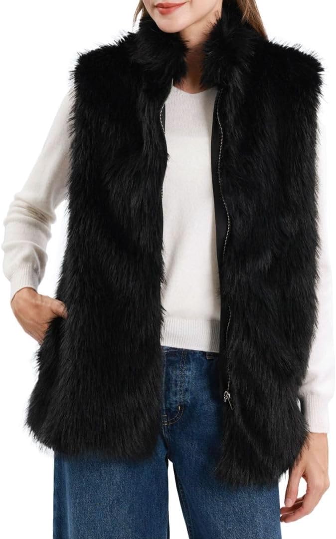 Women's Faux Fur Zip Up Vest