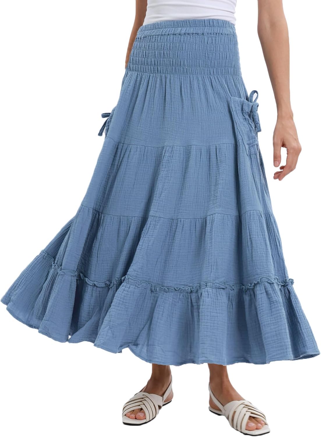 Women's Cotton Gauze Maxi Boho Skirt