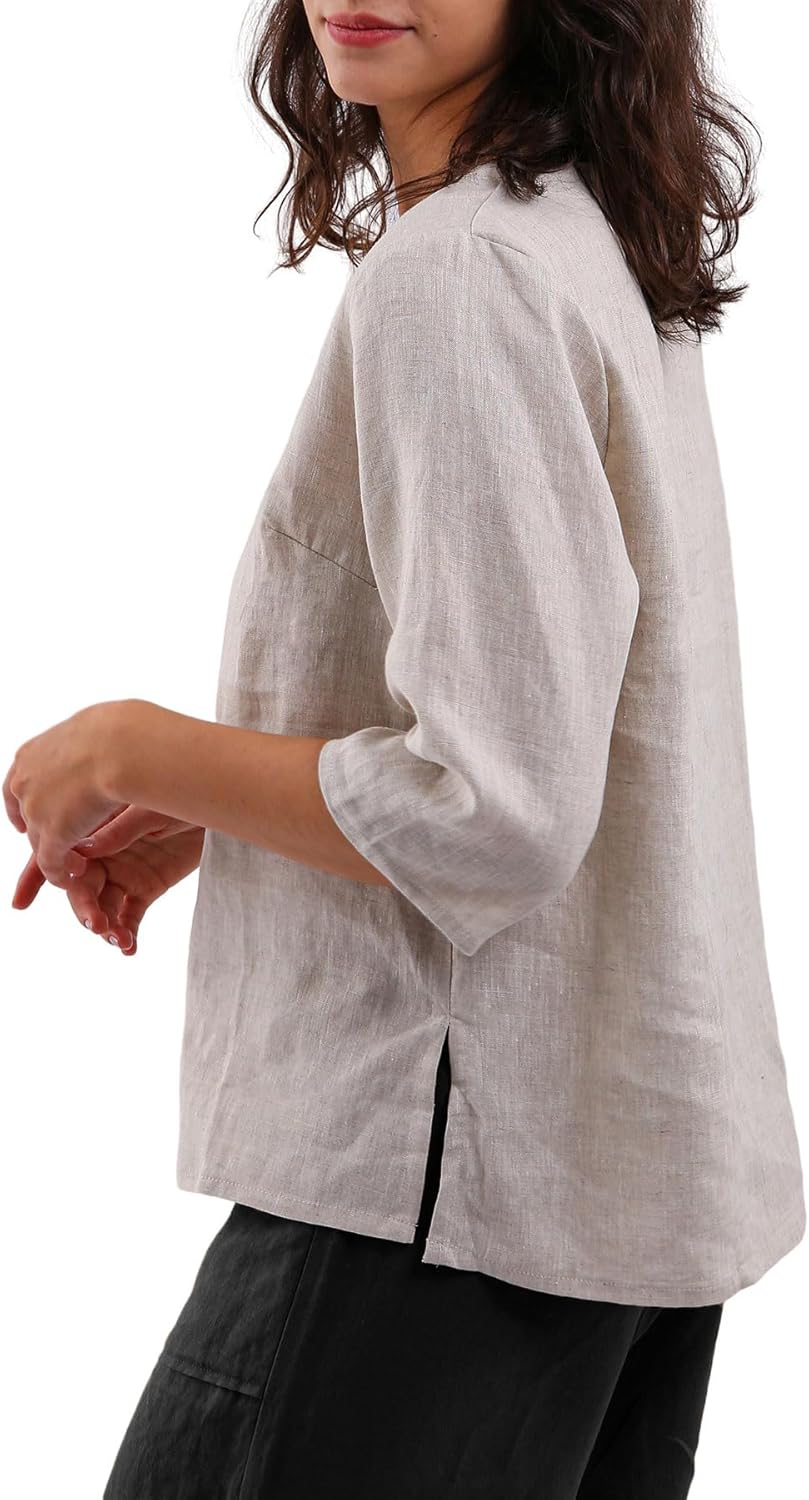 Women's 100% Linen 3/4 Sleeve Blouse