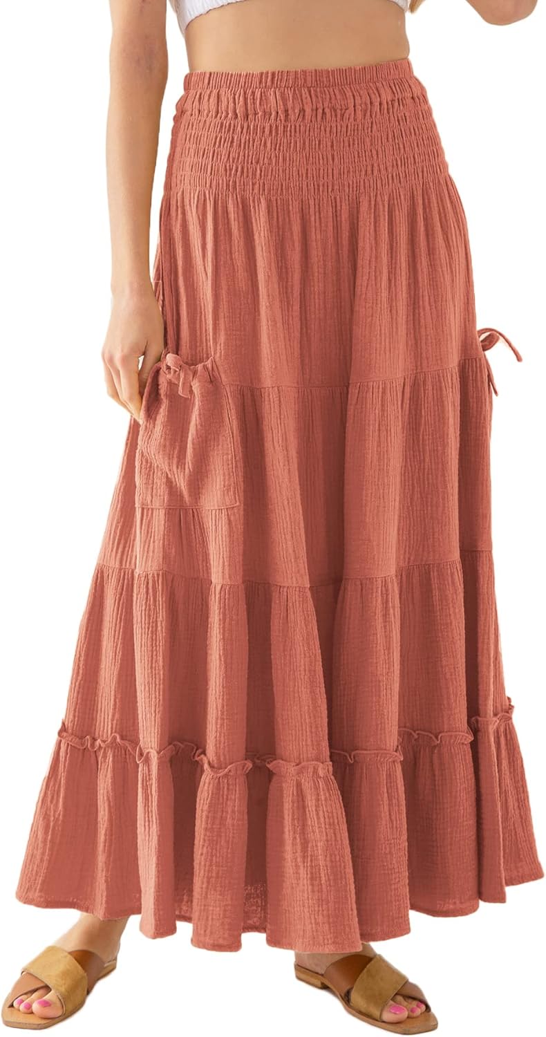 Women's Cotton Gauze Maxi Boho Skirt