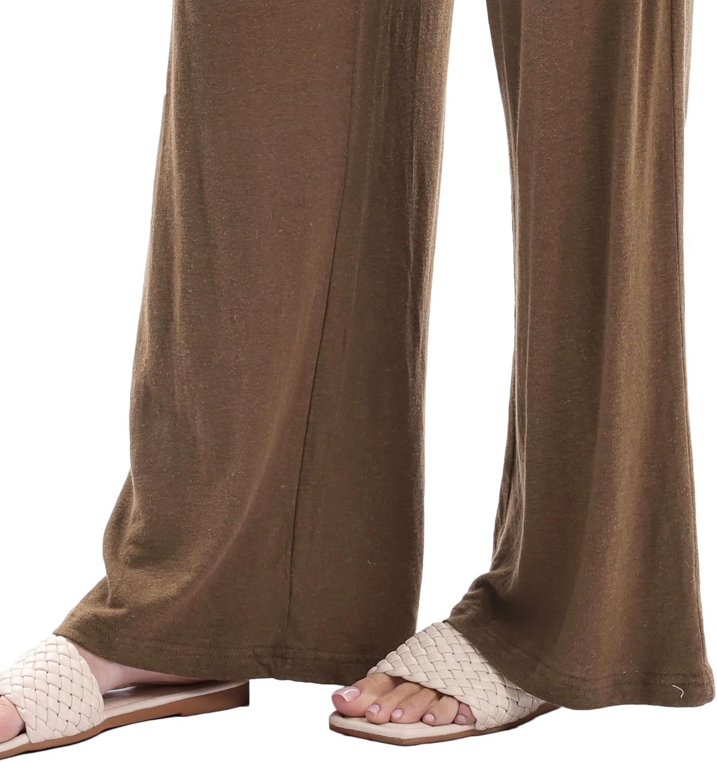 Women’s Linen Knit High Waist Elastic Wide Leg Lounge Pants