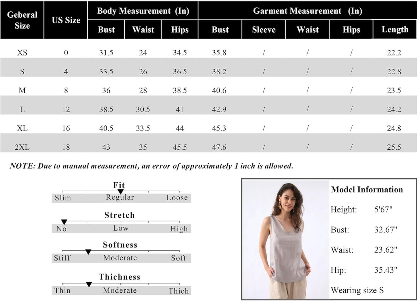 Women's 100% Linen Sleeveless V Neck Tank Tops
