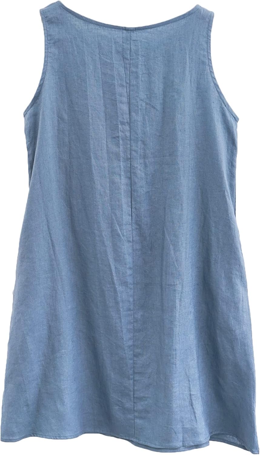Women's Linen Sleeveless Shift Tank Dress