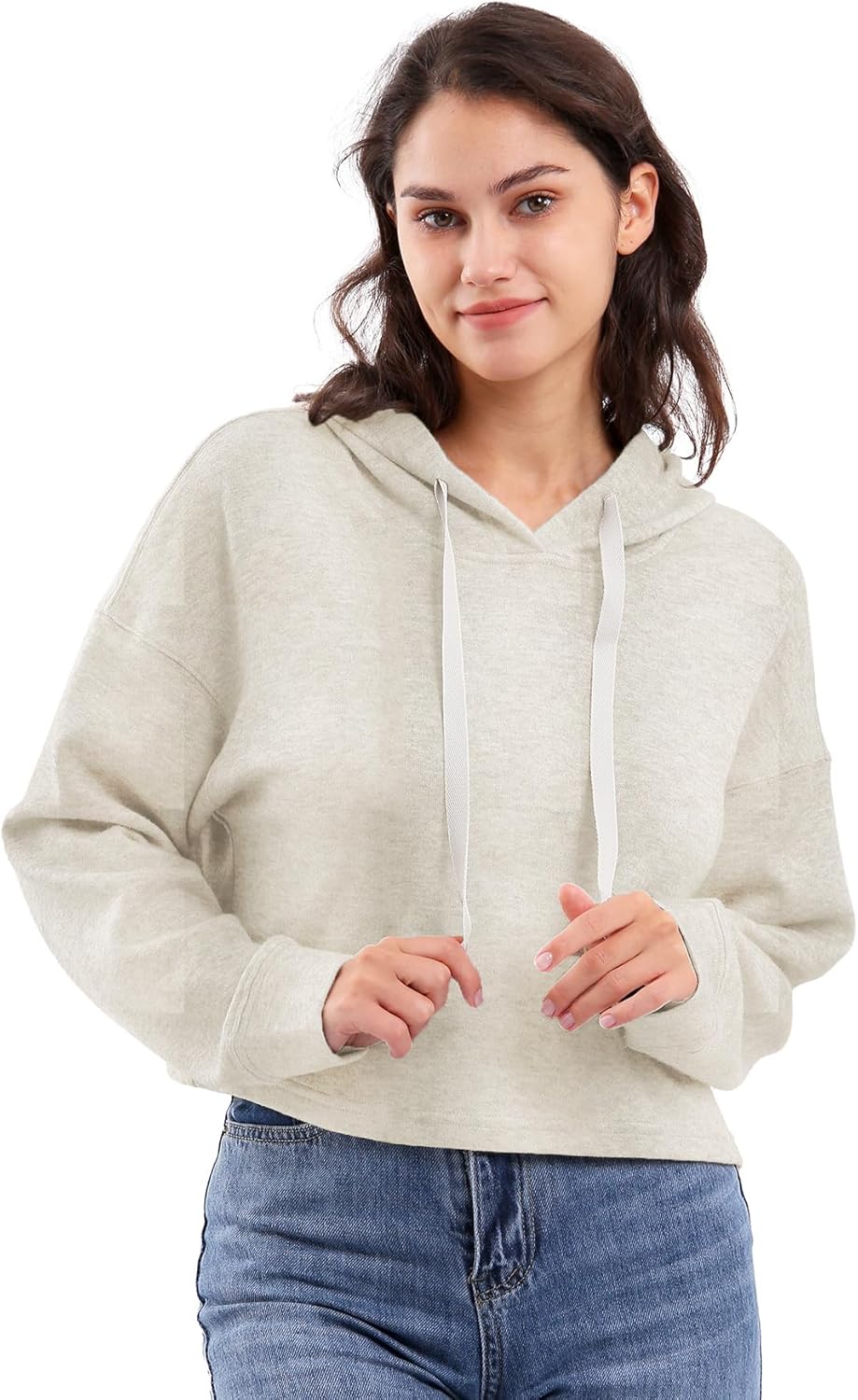Women‘s Cropped Hoodie Casual Sweatshirt with Hood