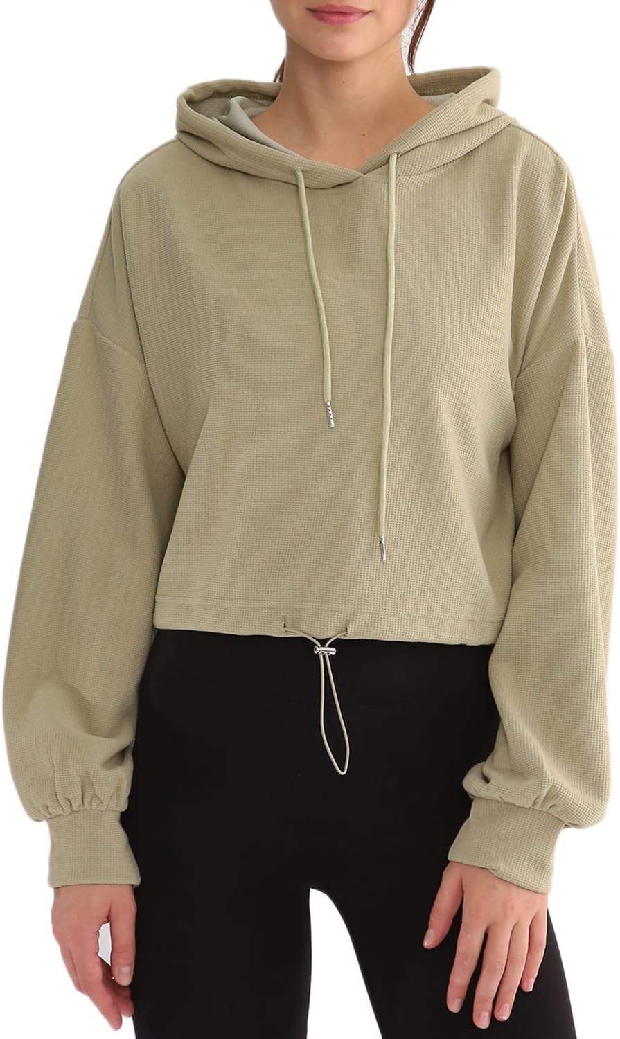 Women’s Waffle Knit Cropped Hoodie