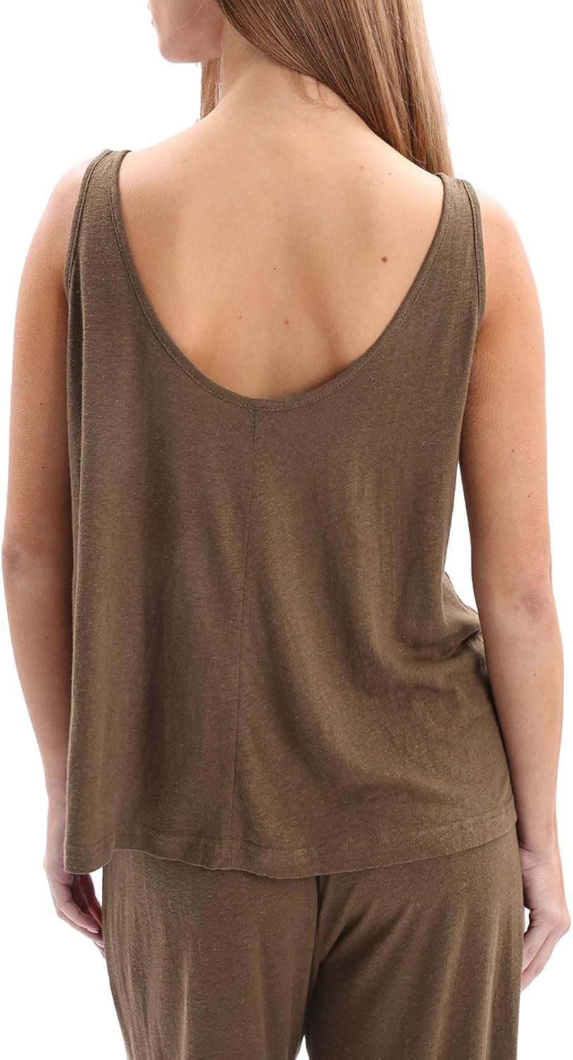 Women‘s Linen Knit U Neck Tank Tops Sleeveless Shirts