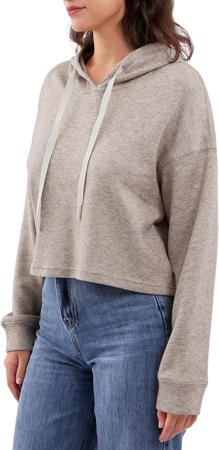 Women‘s Cropped Hoodie Casual Sweatshirt with Hood