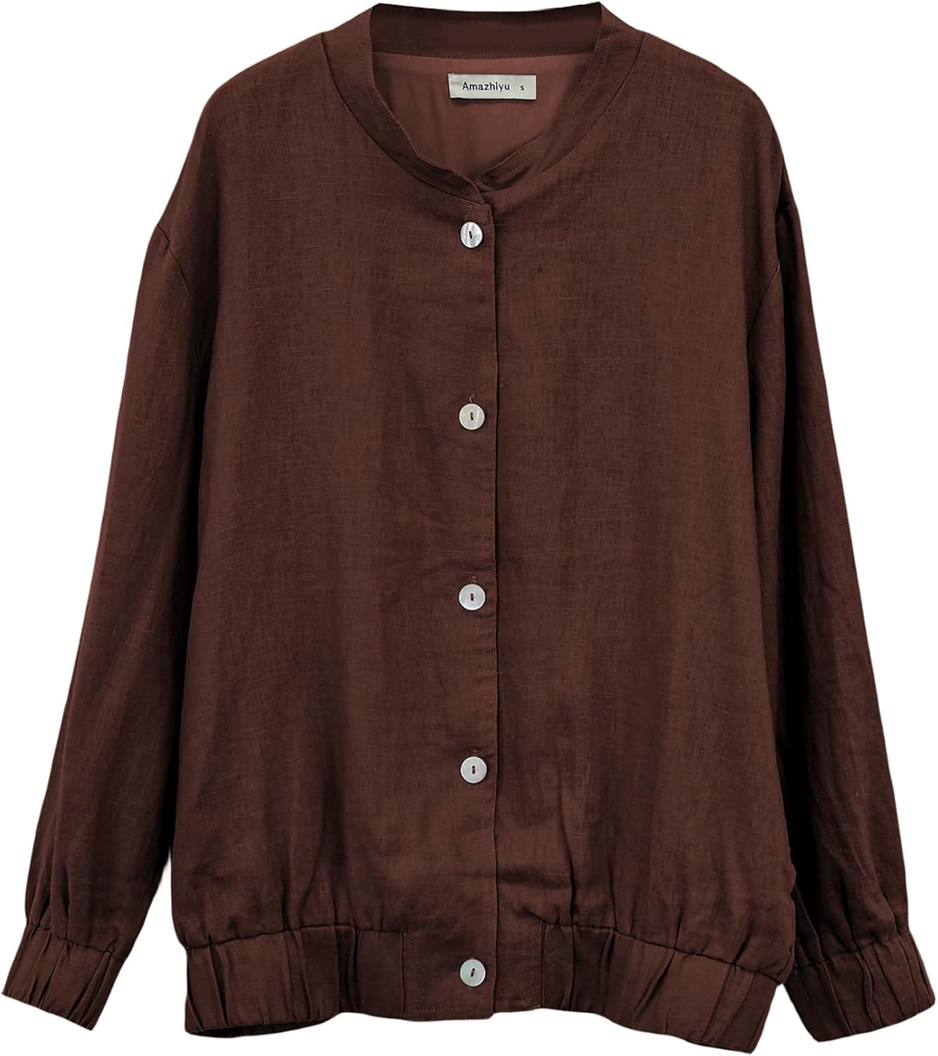 Women's 100% Linen Button Down Bomber Jacket