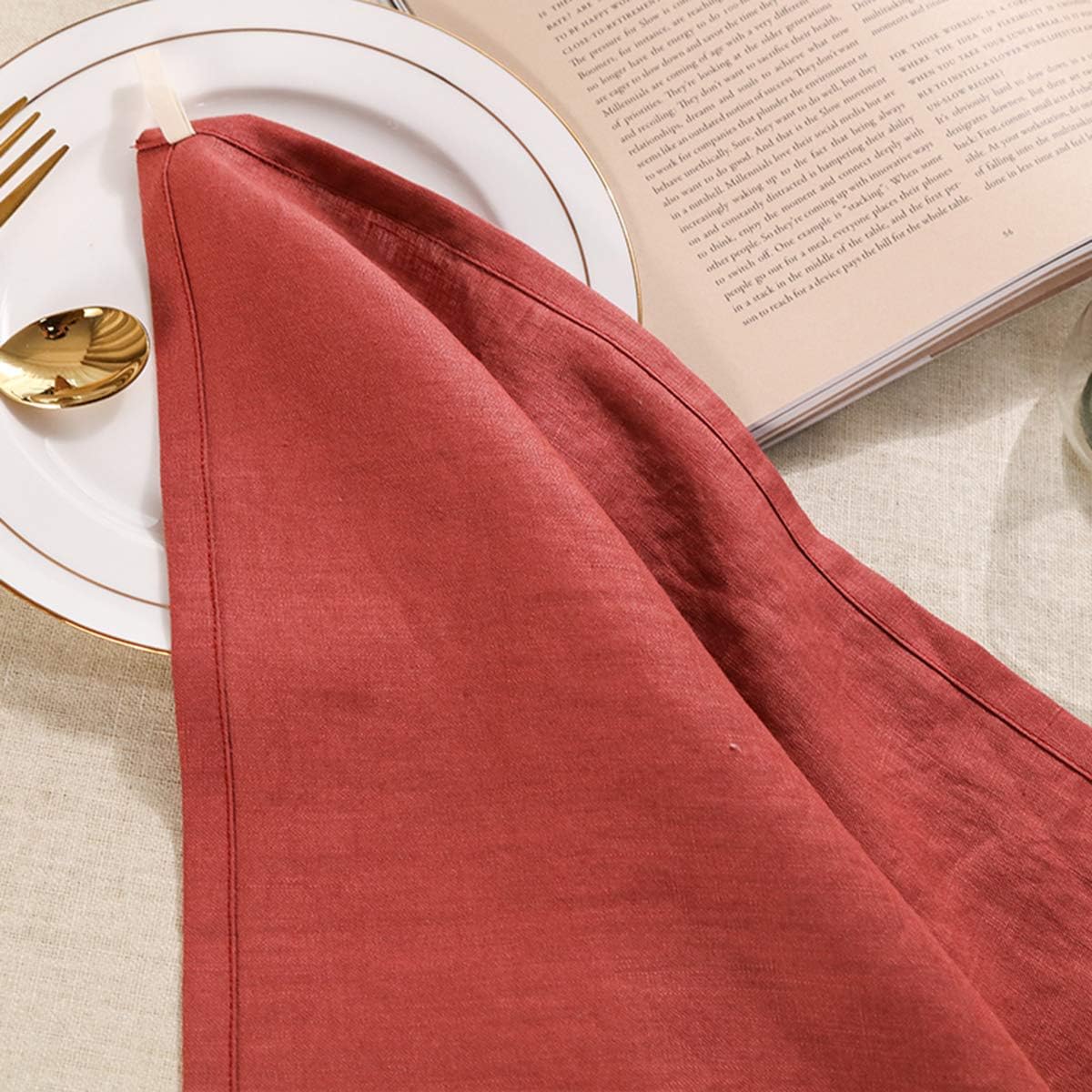 100% Linen Dinner Napkins , Set of 4, 17x17inch