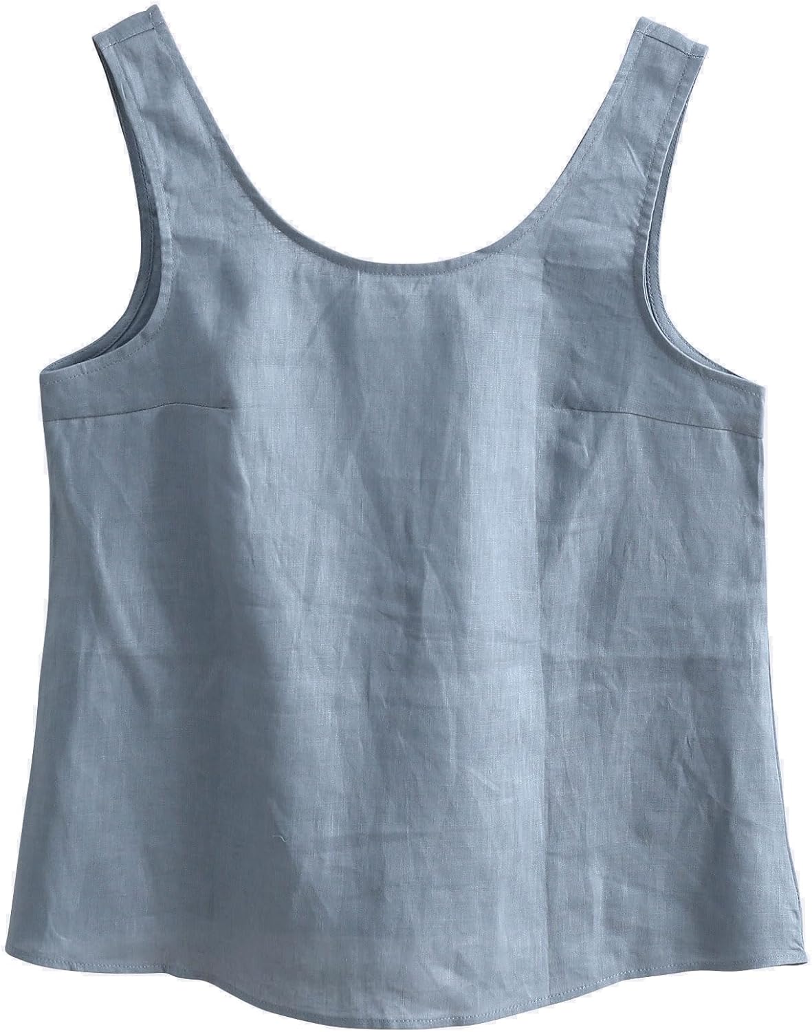Women's 100% Linen Tank Tops Sleeveless Scoop Neck Blouse