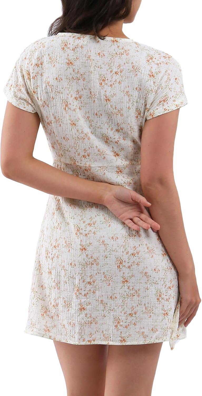 Women's Cotton Gauze Wrap Mini Dress