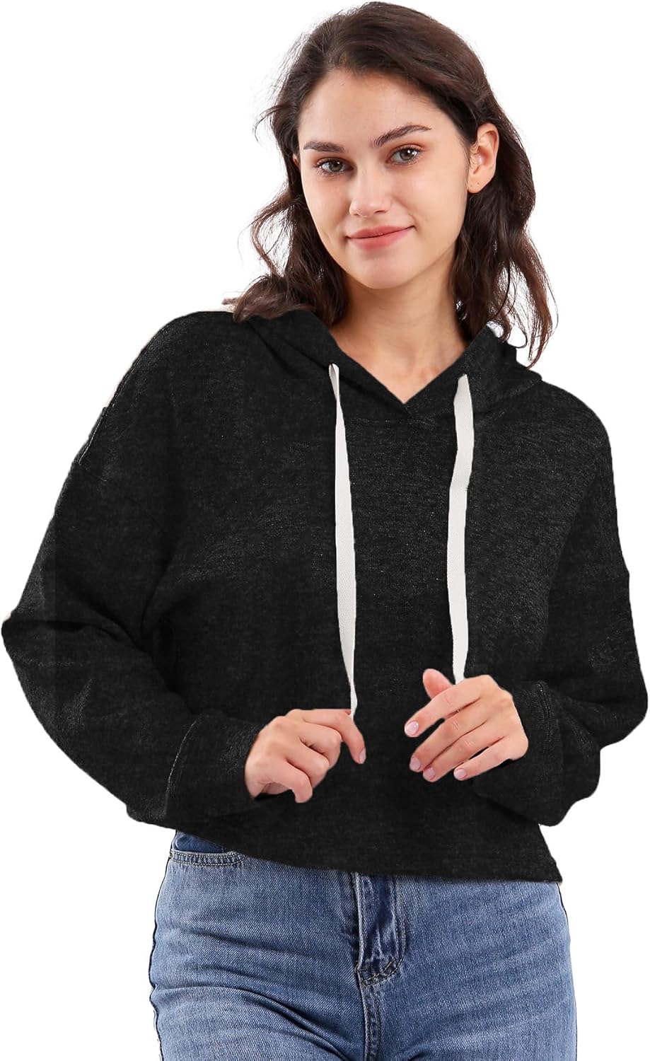 Women‘s Cropped Hoodie Casual Sweatshirt with Hood