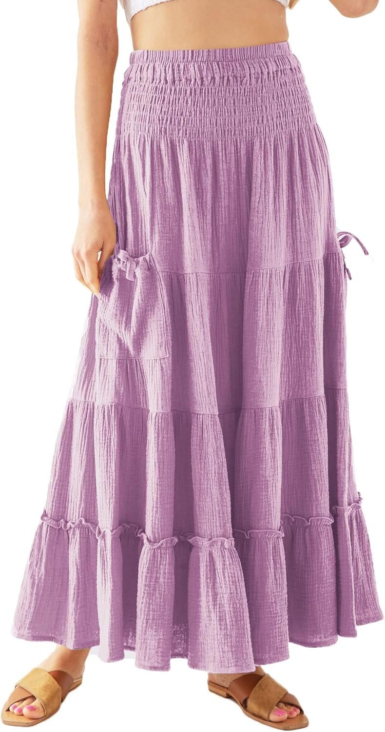 Women's Cotton Gauze Maxi Boho Skirt