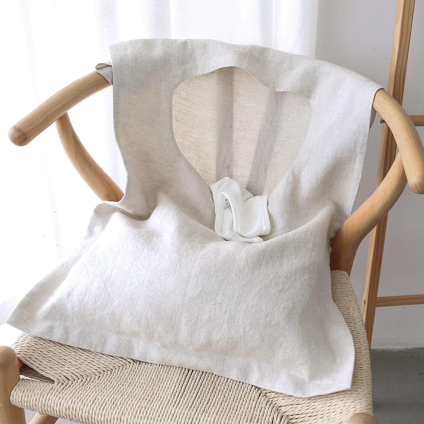 100% Linen Door Hanging Laundry Hamper Bag, 19x27 Inches (Linen)
