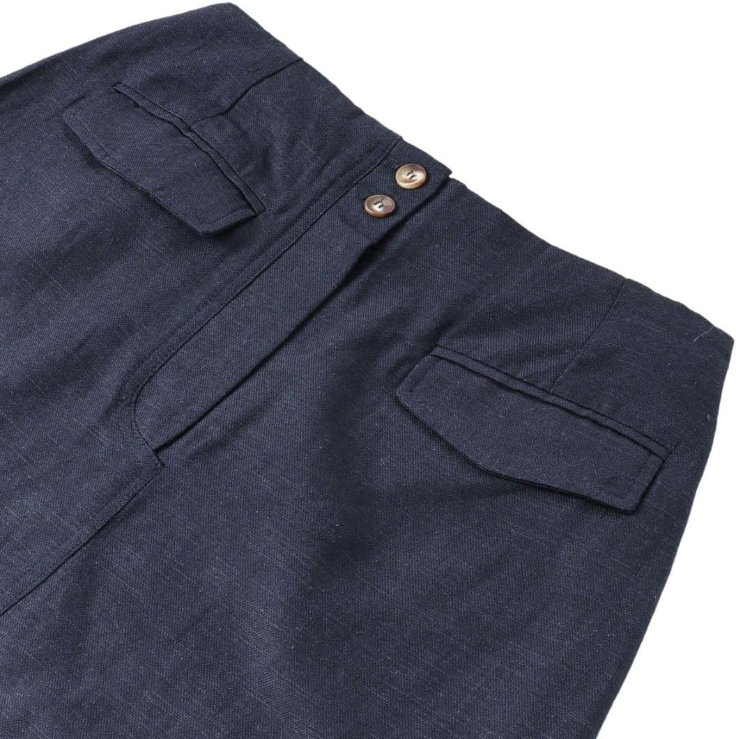 Women's Linen High Waisted Split Raw Hem A-Line Midi Skirts