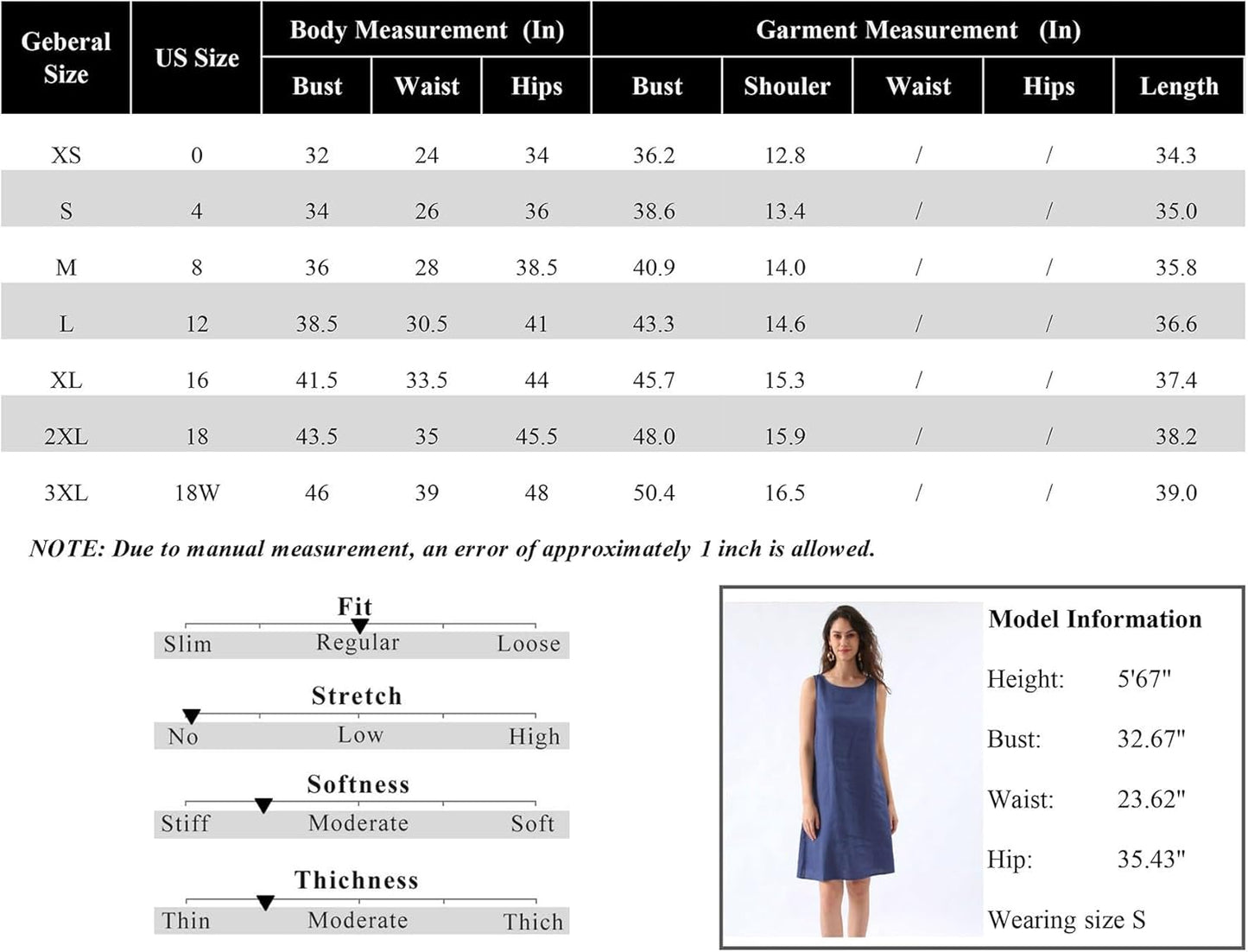 Women's Linen Sleeveless Shift Tank Dress