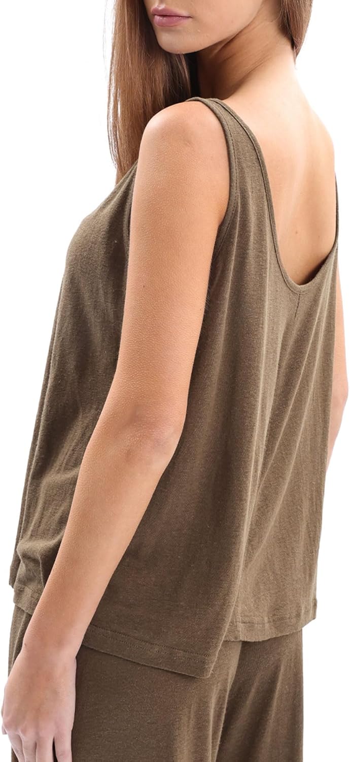 Women‘s Linen Knit U Neck Tank Tops Sleeveless Shirts