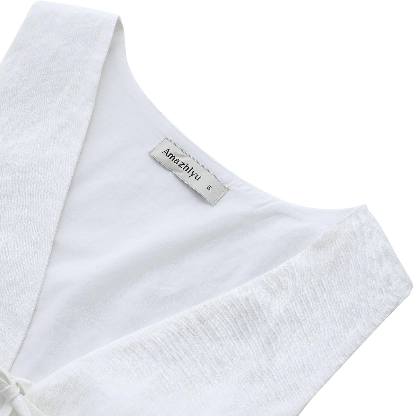 Women's 100% Linen Tie Front Crop Tops Sleeveless Vest