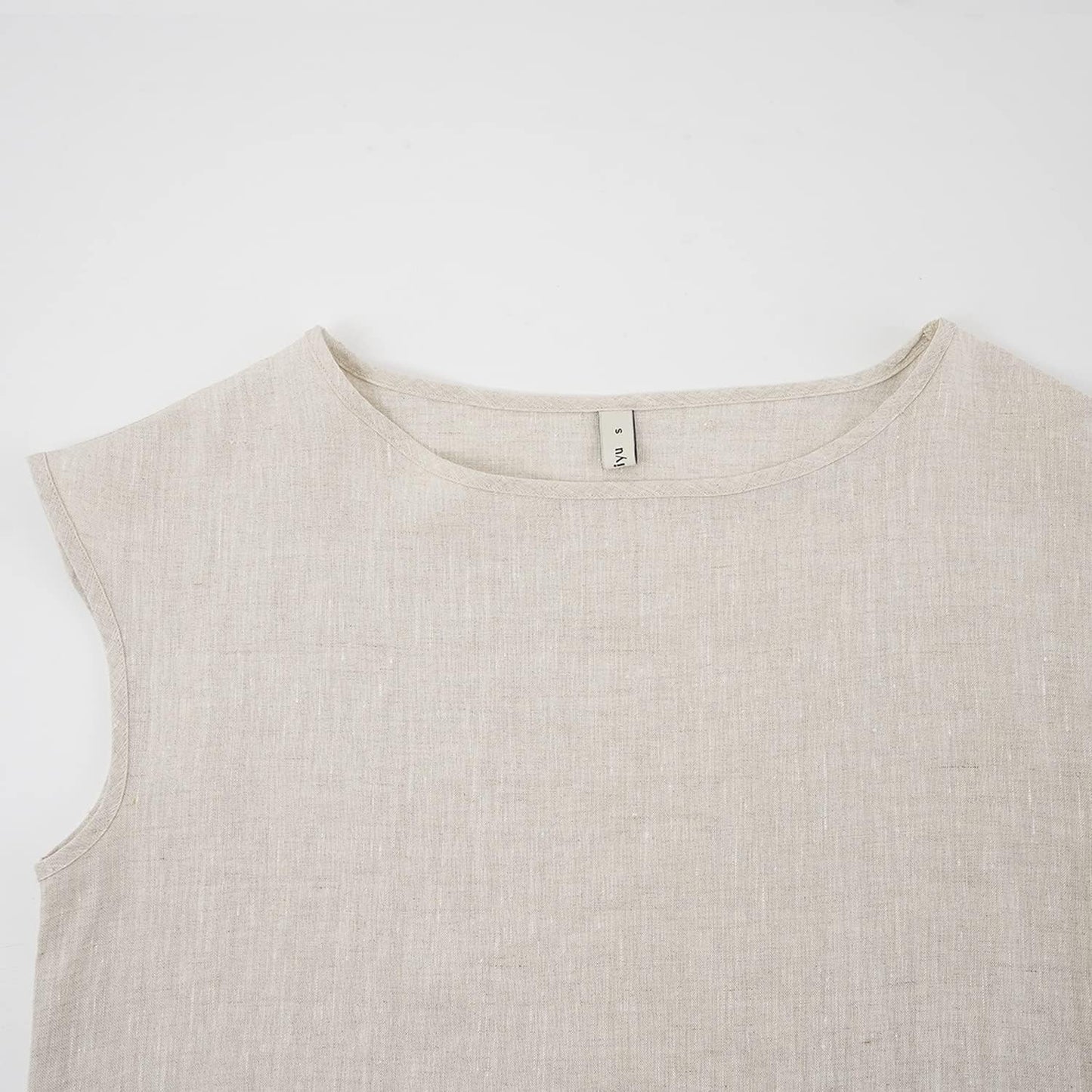 Women's 100% Linen Casual Cap Sleeve Tops Basic Blouse