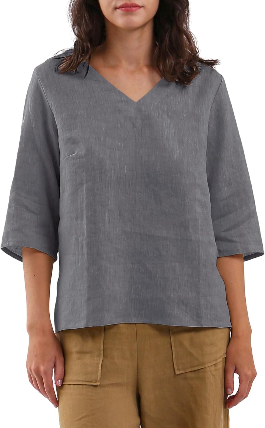 Women's 100% Linen 3/4 Sleeve Blouse