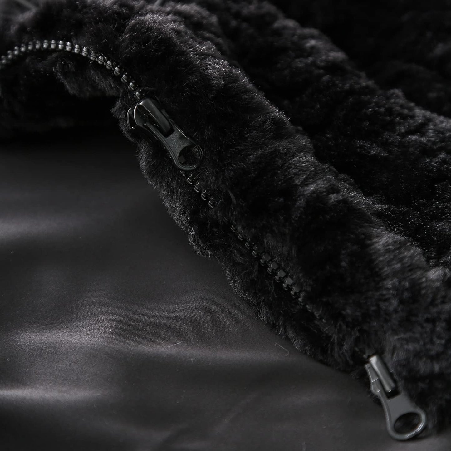 Women's Faux Fur Zip Up Drawstring Jacket