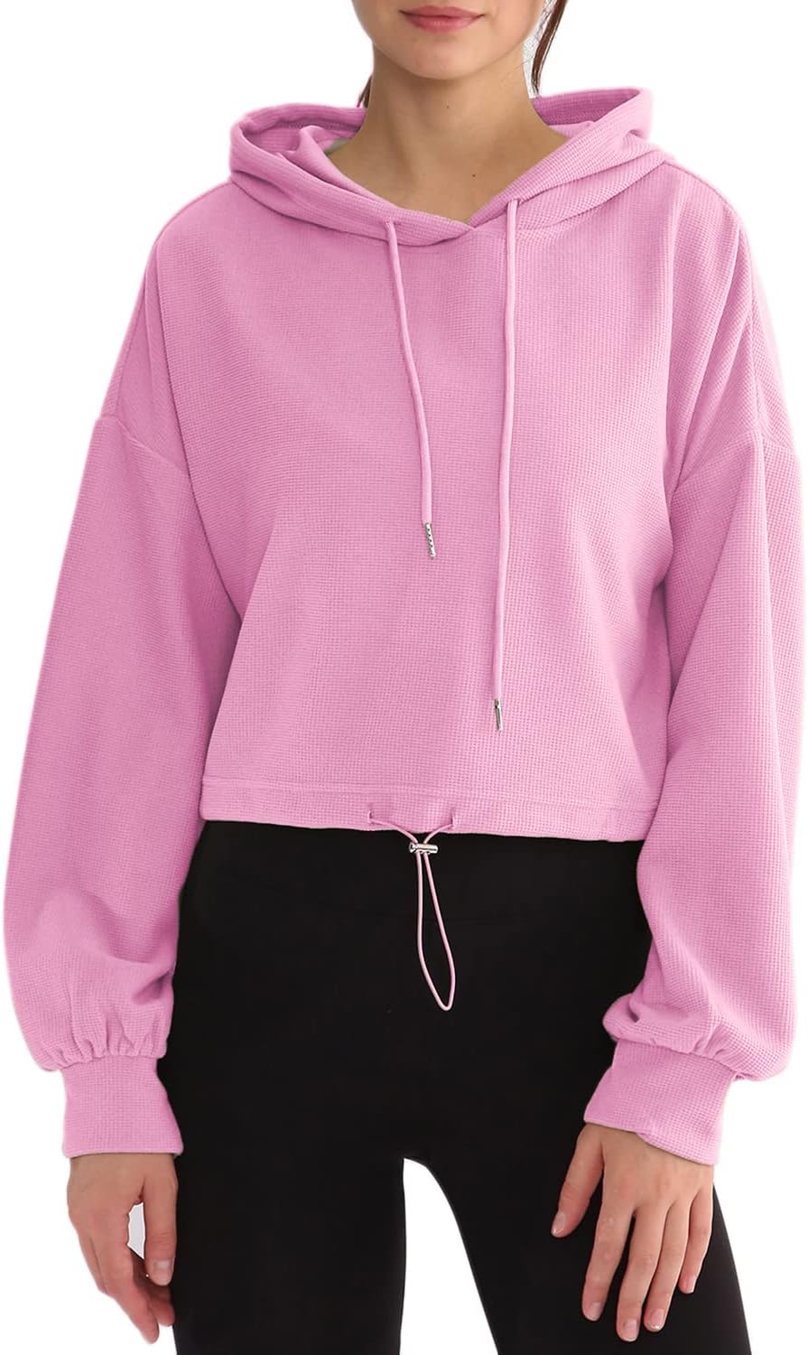 Women’s Waffle Knit Cropped Hoodie
