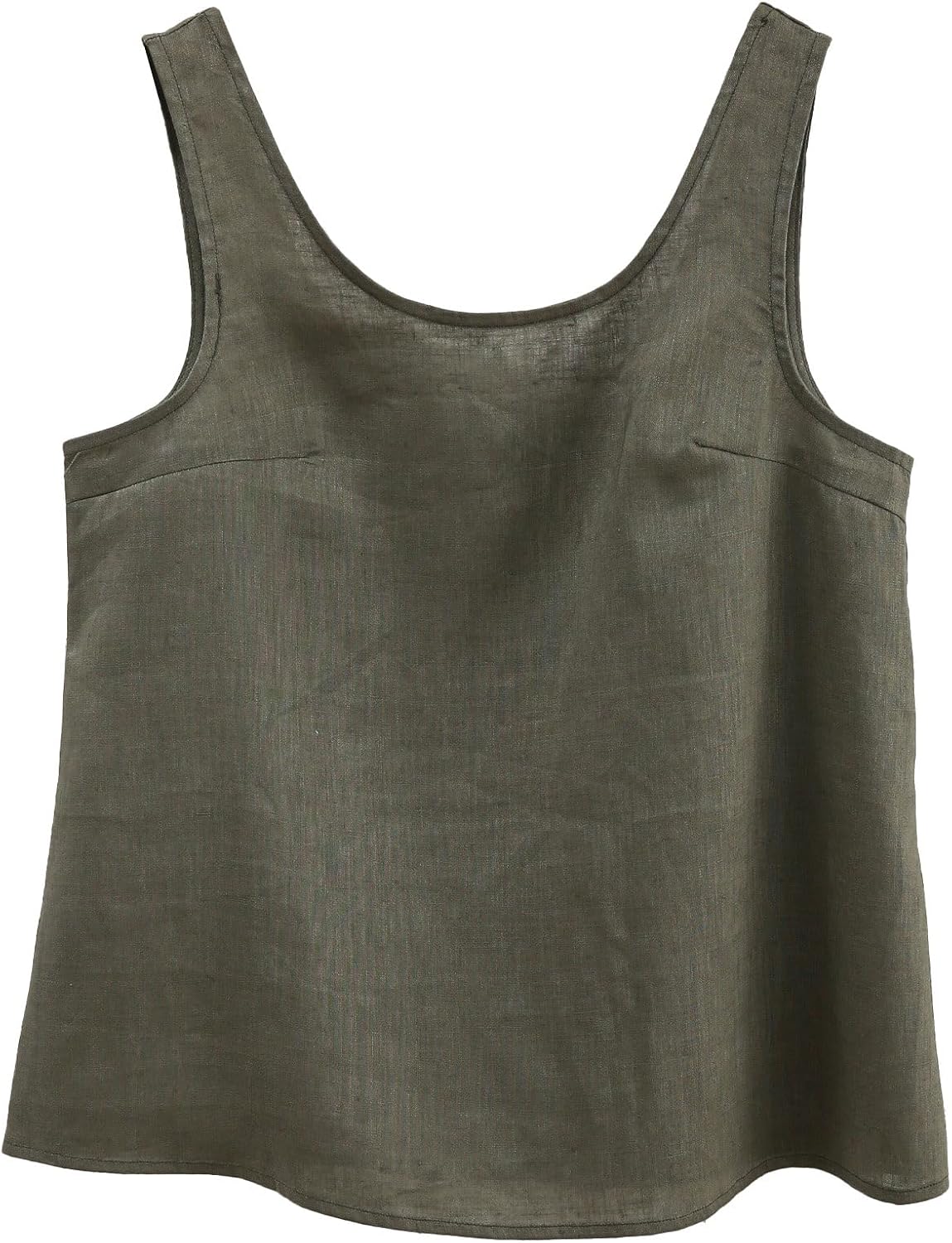 Women's 100% Linen Tank Tops Sleeveless Scoop Neck Blouse