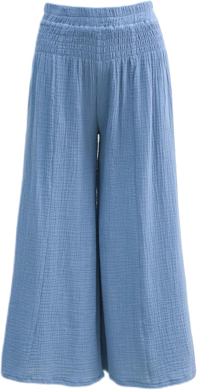 Women's Cotton Gauze Wide Leg Casual Palazzo Pants