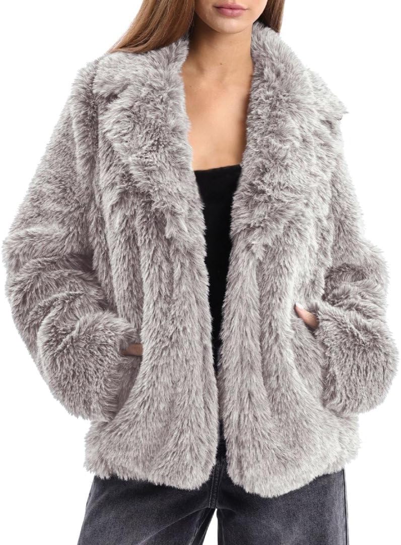 Women's Faux Fur Lapel Coat