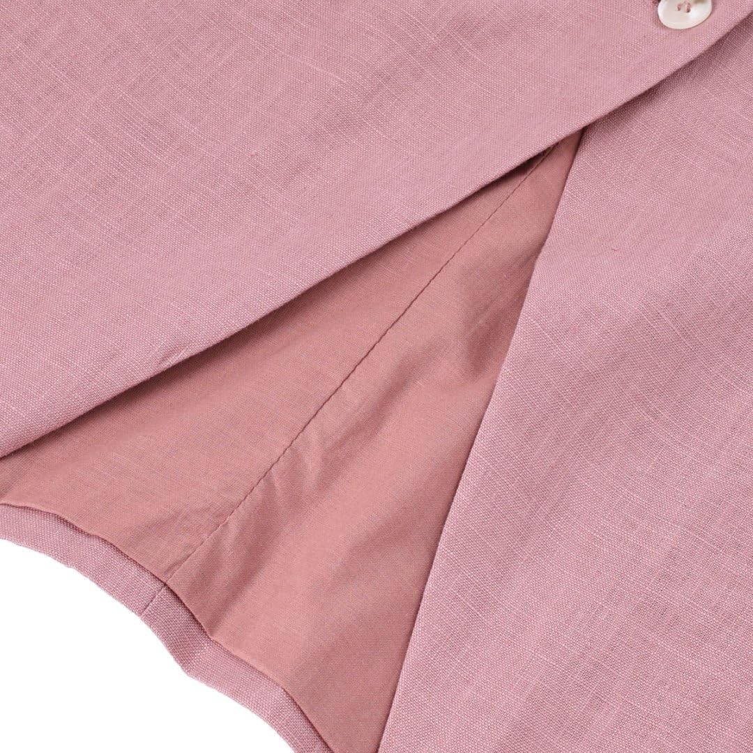 Women's 100% Linen Square Neck Vest Tops Button Up Waistcoat