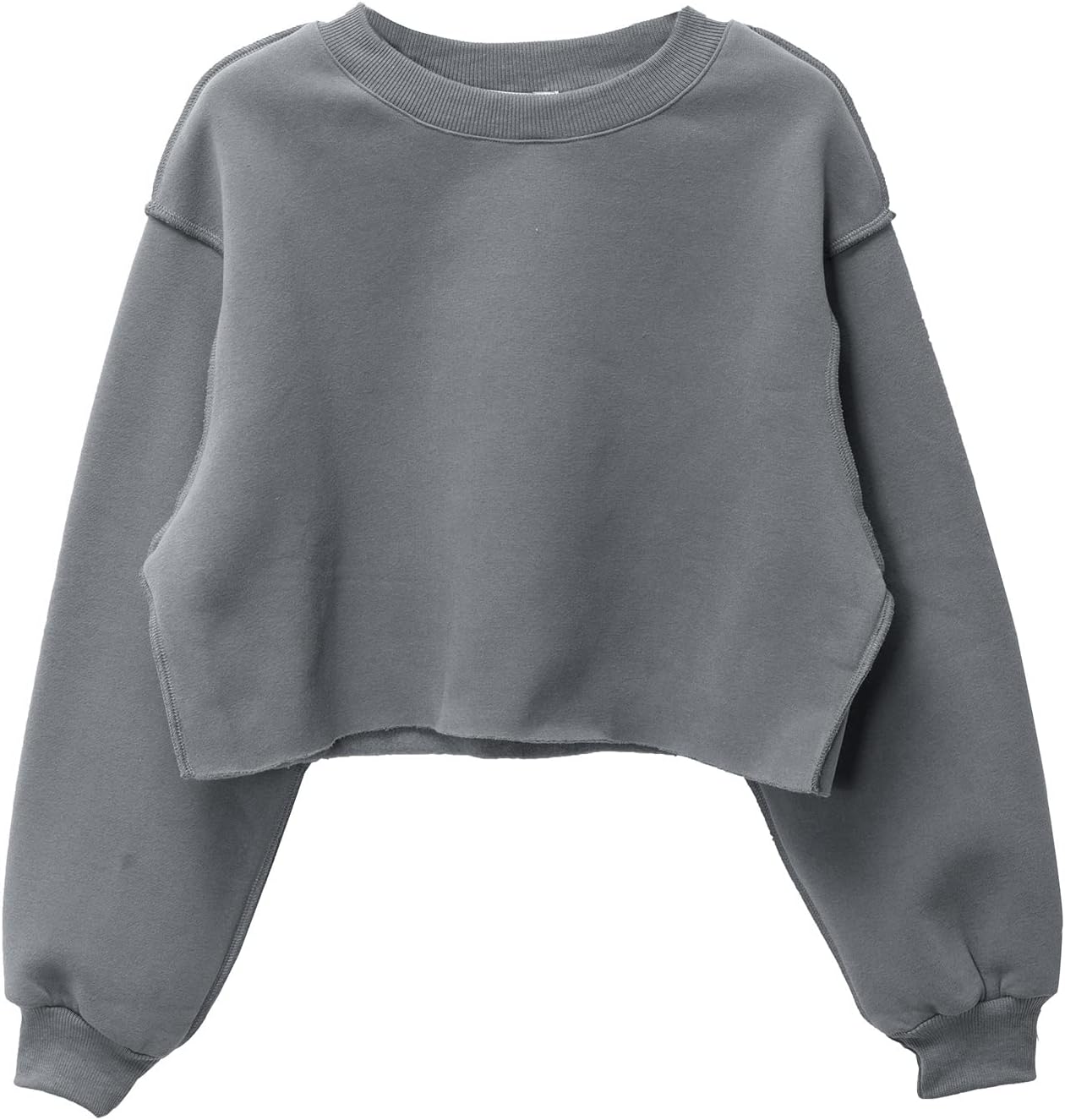 Women's Fleece Raw-cut Cropped Sweatshirt
