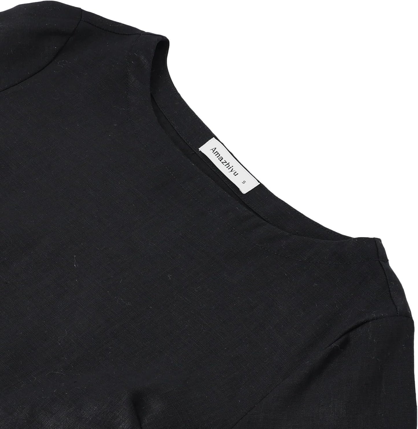 Women's 100% Linen Crop Top Long Sleeve Blouse
