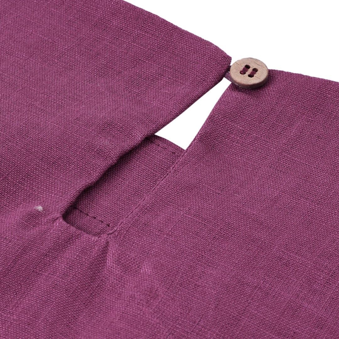 Women's 100% Linen Square Neck Sleeveless Back Keyhole Crop Tops